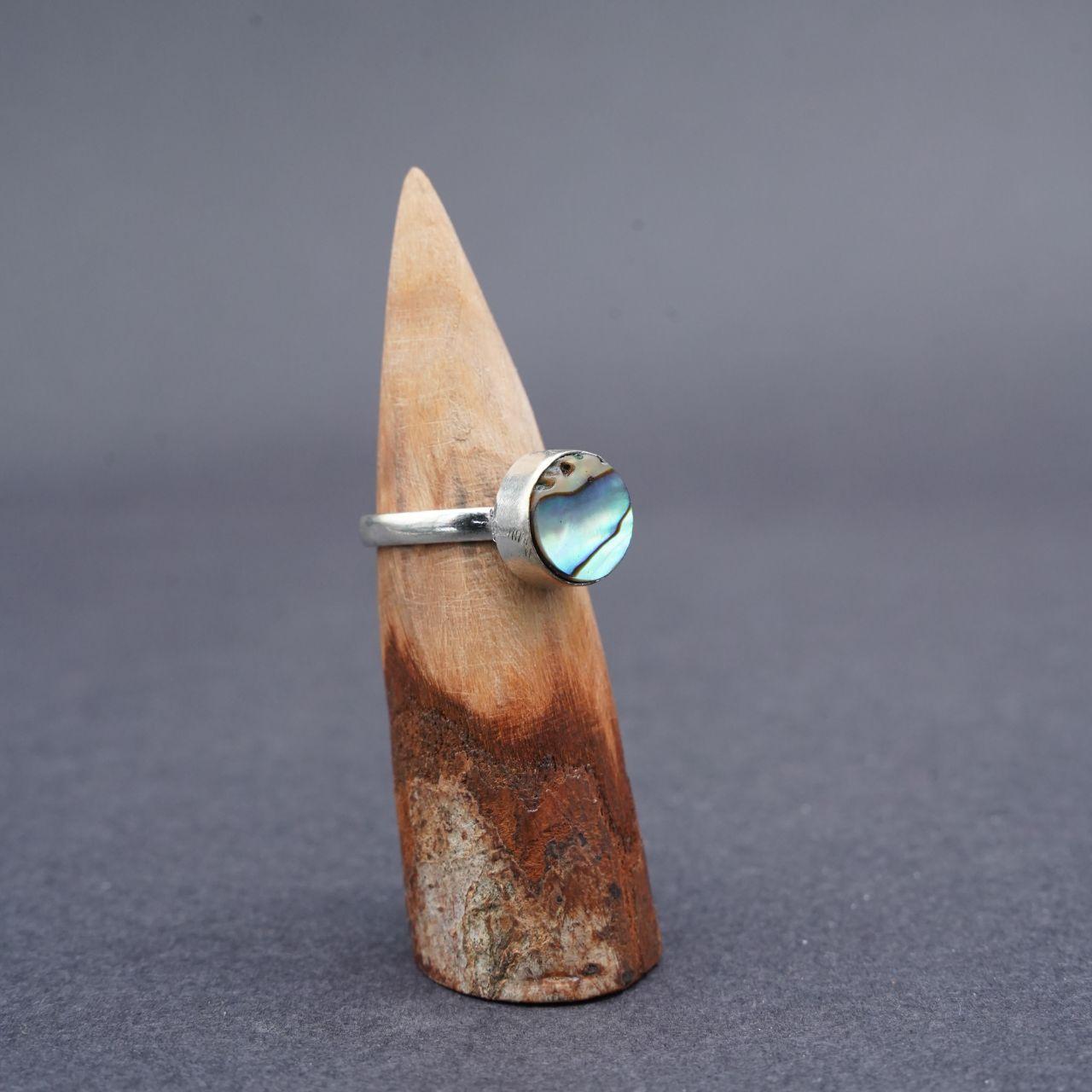 Silver Plated Abalone Shell Ring Size M1/2