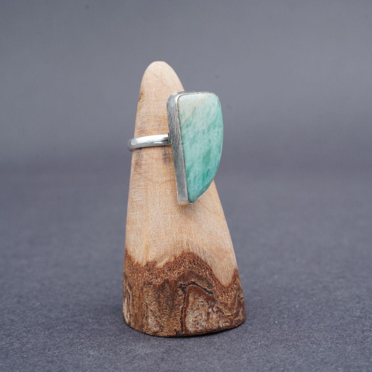 Silver Plated Aquamarine Gemstone Ring Size P1/2