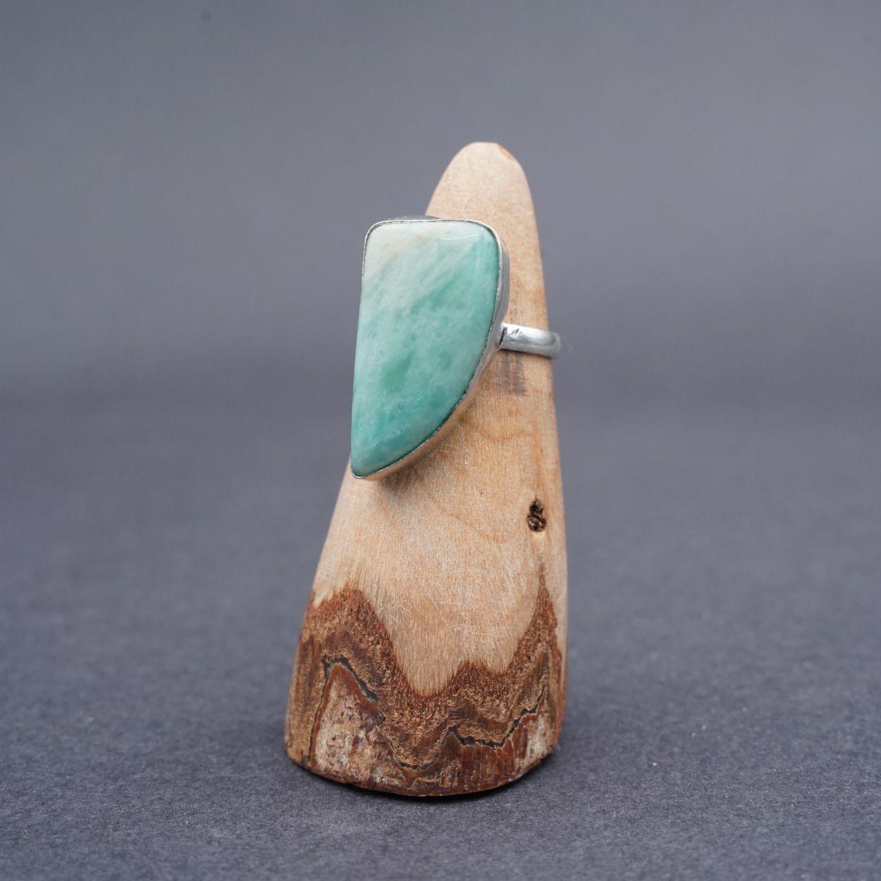 Silver Plated Aquamarine Gemstone Ring Size P1/2