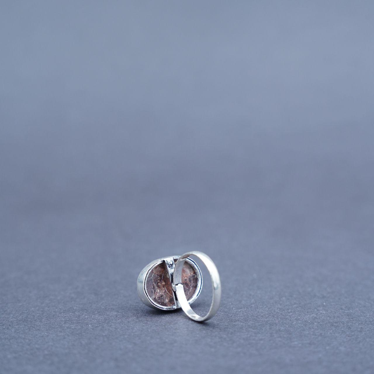 Silver Plated Crazy Lace Agate Gemstone Ring Size N1/2